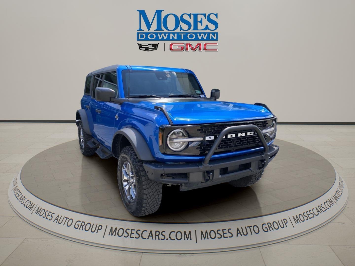 2024 Ford Bronco Wildtrak in Blue — front three-quarter view