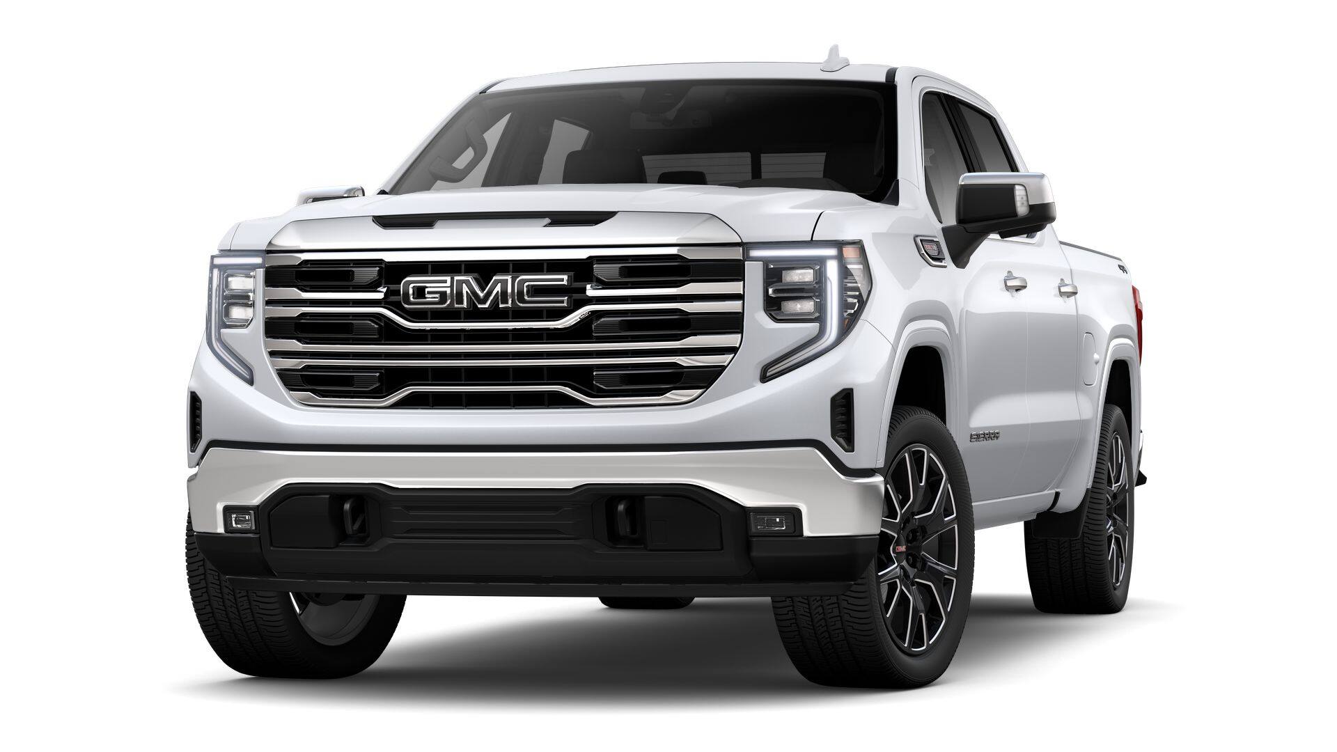 2026 GMC Sierra 1500 SLT in Glacier White Tricoat — front three-quarter view